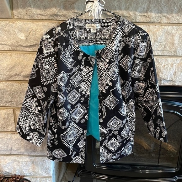 Coldwater Creek blazer size 12 black white - Picture 1 of 7